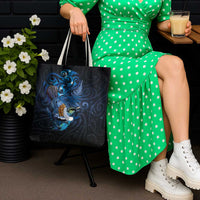 Aotearoa Matariki Tote Bag Maori Tribal with Silver Fern and Tui Bird Galaxy Style - Polynesian Pride