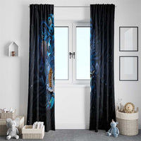Aotearoa Matariki Window Curtain Maori Tribal with Silver Fern and Tui Bird Galaxy Style - Polynesian Pride