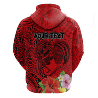 Personalised Hawaii Valentine Day Zip Hoodie Couple Love Heart mix Hibiscus and Polynesian Tattoo LT03 - Polynesian Pride