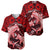 Polynesian Shark Valentine Day Baseball Jersey Hibiscus and Tribal Tattoo Red Style LT03 - Polynesian Pride