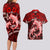 Polynesian Shark Valentine Day Couples Matching Long Sleeve Bodycon Dress and Hawaiian Shirt Hibiscus and Tribal Tattoo Red Style LT03 - Polynesian Pride