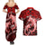 Polynesian Shark Valentine Day Couples Matching Summer Maxi Dress and Hawaiian Shirt Hibiscus and Tribal Tattoo Red Style LT03 - Polynesian Pride