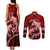 Polynesian Shark Valentine Day Couples Matching Tank Maxi Dress and Long Sleeve Button Shirt Hibiscus and Tribal Tattoo Red Style LT03 - Polynesian Pride