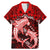 Polynesian Shark Valentine Day Family Matching Mermaid Dress and Hawaiian Shirt Hibiscus and Tribal Tattoo Red Style LT03 Dad's Shirt - Short Sleeve Red - Polynesian Pride