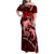 Polynesian Shark Valentine Day Family Matching Off Shoulder Maxi Dress and Hawaiian Shirt Hibiscus and Tribal Tattoo Red Style LT03 Mom's Dress Red - Polynesian Pride