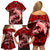 Polynesian Shark Valentine Day Family Matching Off Shoulder Short Dress and Hawaiian Shirt Hibiscus and Tribal Tattoo Red Style LT03 - Polynesian Pride