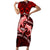 Polynesian Shark Valentine Day Family Matching Short Sleeve Bodycon Dress and Hawaiian Shirt Hibiscus and Tribal Tattoo Red Style LT03 Mom's Dress Red - Polynesian Pride