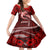 Polynesian Shark Valentine Day Kid Short Sleeve Dress Hibiscus and Tribal Tattoo Red Style LT03 KID Red - Polynesian Pride