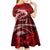 Polynesian Shark Valentine Day Kid Short Sleeve Dress Hibiscus and Tribal Tattoo Red Style LT03 - Polynesian Pride