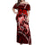 Polynesian Shark Valentine Day Off Shoulder Maxi Dress Hibiscus and Tribal Tattoo Red Style LT03 Women Red - Polynesian Pride