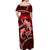 Polynesian Shark Valentine Day Off Shoulder Maxi Dress Hibiscus and Tribal Tattoo Red Style LT03 - Polynesian Pride