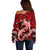 Polynesian Shark Valentine Day Off Shoulder Sweater Hibiscus and Tribal Tattoo Red Style LT03 - Polynesian Pride