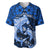 Polynesian Shark Valentine Day Baseball Jersey Hibiscus and Tribal Tattoo Blue Style LT03 Blue - Polynesian Pride