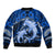 Polynesian Shark Valentine Day Bomber Jacket Hibiscus and Tribal Tattoo Blue Style LT03 - Polynesian Pride