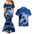 Polynesian Shark Valentine Day Couples Matching Mermaid Dress and Hawaiian Shirt Hibiscus and Tribal Tattoo Blue Style LT03 - Polynesian Pride