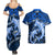 Polynesian Shark Valentine Day Couples Matching Summer Maxi Dress and Hawaiian Shirt Hibiscus and Tribal Tattoo Blue Style LT03 - Polynesian Pride