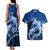 Polynesian Shark Valentine Day Couples Matching Tank Maxi Dress and Hawaiian Shirt Hibiscus and Tribal Tattoo Blue Style LT03 - Polynesian Pride