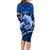 Polynesian Shark Valentine Day Family Matching Long Sleeve Bodycon Dress and Hawaiian Shirt Hibiscus and Tribal Tattoo Blue Style LT03 - Polynesian Pride