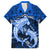 Polynesian Shark Valentine Day Family Matching Off Shoulder Long Sleeve Dress and Hawaiian Shirt Hibiscus and Tribal Tattoo Blue Style LT03 Dad's Shirt - Short Sleeve Blue - Polynesian Pride