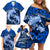 Polynesian Shark Valentine Day Family Matching Off Shoulder Short Dress and Hawaiian Shirt Hibiscus and Tribal Tattoo Blue Style LT03 - Polynesian Pride