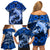 Polynesian Shark Valentine Day Family Matching Off Shoulder Short Dress and Hawaiian Shirt Hibiscus and Tribal Tattoo Blue Style LT03 - Polynesian Pride