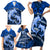 Polynesian Shark Valentine Day Family Matching Short Sleeve Bodycon Dress and Hawaiian Shirt Hibiscus and Tribal Tattoo Blue Style LT03 - Polynesian Pride