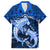 Polynesian Shark Valentine Day Family Matching Short Sleeve Bodycon Dress and Hawaiian Shirt Hibiscus and Tribal Tattoo Blue Style LT03 Dad's Shirt - Short Sleeve Blue - Polynesian Pride