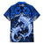 Polynesian Shark Valentine Day Family Matching Short Sleeve Bodycon Dress and Hawaiian Shirt Hibiscus and Tribal Tattoo Blue Style LT03 - Polynesian Pride