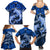 Polynesian Shark Valentine Day Family Matching Summer Maxi Dress and Hawaiian Shirt Hibiscus and Tribal Tattoo Blue Style LT03 - Polynesian Pride