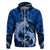 Polynesian Shark Valentine Day Hoodie Hibiscus and Tribal Tattoo Blue Style LT03 Zip Hoodie Blue - Polynesian Pride