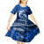 Polynesian Shark Valentine Day Kid Short Sleeve Dress Hibiscus and Tribal Tattoo Blue Style LT03 - Polynesian Pride