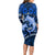 Polynesian Shark Valentine Day Long Sleeve Bodycon Dress Hibiscus and Tribal Tattoo Blue Style LT03 - Polynesian Pride