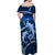 Polynesian Shark Valentine Day Off Shoulder Maxi Dress Hibiscus and Tribal Tattoo Blue Style LT03 - Polynesian Pride