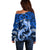 Polynesian Shark Valentine Day Off Shoulder Sweater Hibiscus and Tribal Tattoo Blue Style LT03 - Polynesian Pride