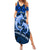 Polynesian Shark Valentine Day Summer Maxi Dress Hibiscus and Tribal Tattoo Blue Style LT03 Women Blue - Polynesian Pride