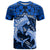 Polynesian Shark Valentine Day T Shirt Hibiscus and Tribal Tattoo Blue Style LT03 Blue - Polynesian Pride