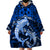 Polynesian Shark Valentine Day Wearable Blanket Hoodie Hibiscus and Tribal Tattoo Blue Style LT03 - Polynesian Pride