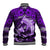 Polynesian Shark Valentine Day Baseball Jacket Hibiscus and Tribal Tattoo Purple Style LT03 - Polynesian Pride