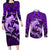 Polynesian Shark Valentine Day Couples Matching Long Sleeve Bodycon Dress and Long Sleeve Button Shirt Hibiscus and Tribal Tattoo Purple Style LT03 Purple - Polynesian Pride