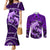 Polynesian Shark Valentine Day Couples Matching Mermaid Dress and Long Sleeve Button Shirt Hibiscus and Tribal Tattoo Purple Style LT03 Purple - Polynesian Pride