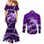 Polynesian Shark Valentine Day Couples Matching Mermaid Dress and Long Sleeve Button Shirt Hibiscus and Tribal Tattoo Purple Style LT03 - Polynesian Pride