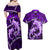 Polynesian Shark Valentine Day Couples Matching Off Shoulder Maxi Dress and Hawaiian Shirt Hibiscus and Tribal Tattoo Purple Style LT03 - Polynesian Pride