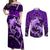 Polynesian Shark Valentine Day Couples Matching Off Shoulder Maxi Dress and Long Sleeve Button Shirt Hibiscus and Tribal Tattoo Purple Style LT03 Purple - Polynesian Pride