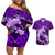 Polynesian Shark Valentine Day Couples Matching Off Shoulder Short Dress and Hawaiian Shirt Hibiscus and Tribal Tattoo Purple Style LT03 Purple - Polynesian Pride