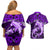 Polynesian Shark Valentine Day Couples Matching Off Shoulder Short Dress and Hawaiian Shirt Hibiscus and Tribal Tattoo Purple Style LT03 - Polynesian Pride