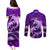 Polynesian Shark Valentine Day Couples Matching Puletasi and Long Sleeve Button Shirt Hibiscus and Tribal Tattoo Purple Style LT03 - Polynesian Pride