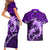 Polynesian Shark Valentine Day Couples Matching Short Sleeve Bodycon Dress and Hawaiian Shirt Hibiscus and Tribal Tattoo Purple Style LT03 - Polynesian Pride