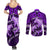 Polynesian Shark Valentine Day Couples Matching Summer Maxi Dress and Long Sleeve Button Shirt Hibiscus and Tribal Tattoo Purple Style LT03 - Polynesian Pride