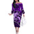 Polynesian Shark Valentine Day Family Matching Off Shoulder Long Sleeve Dress and Hawaiian Shirt Hibiscus and Tribal Tattoo Purple Style LT03 Mom's Dress Purple - Polynesian Pride