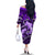 Polynesian Shark Valentine Day Family Matching Off Shoulder Long Sleeve Dress and Hawaiian Shirt Hibiscus and Tribal Tattoo Purple Style LT03 - Polynesian Pride